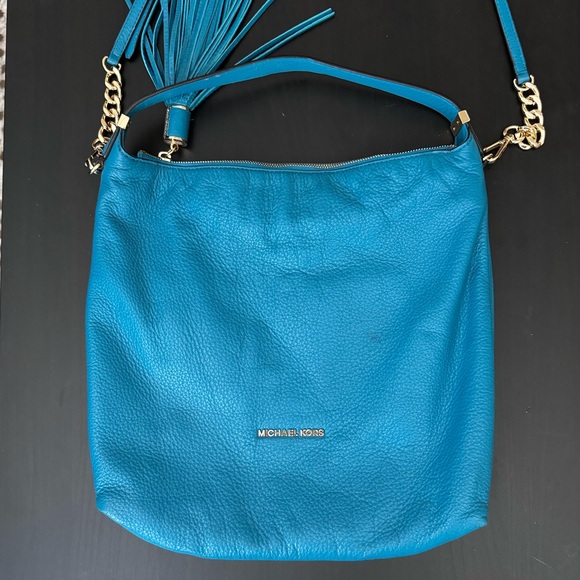 Michael Kors Large Turqoise Blue Weston Tassel Pebbled
Shoulder Bag - Picture 3 of 6